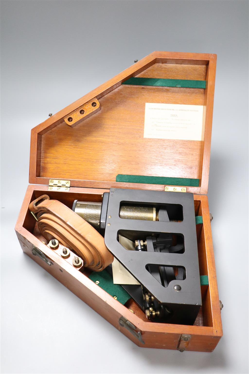 An Inspectors clinometer case, 1944 E.R.Watts & Sons